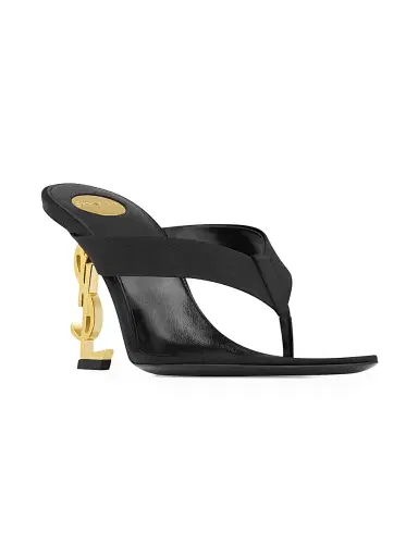 Saint Laurent Women's Opyum Mules in Satin Crepe - Black | Thumbnail 2 Saint Laurent Women's Opyum Mules in Satin Crepe - Black | Thumbnail 2
