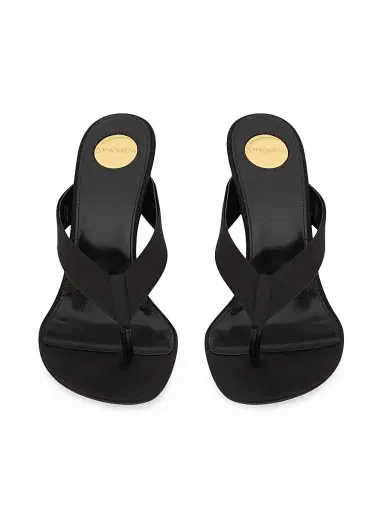 Saint Laurent Women's Opyum Mules in Satin Crepe - Black | Thumbnail 3 Saint Laurent Women's Opyum Mules in Satin Crepe - Black | Thumbnail 3