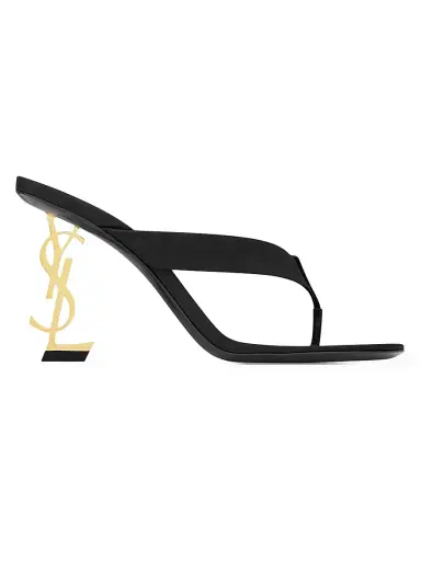 Saint Laurent Women's Opyum Mules in Satin Crepe - Black | Thumbnail 1 Saint Laurent Women's Opyum Mules in Satin Crepe - Black | Thumbnail 1