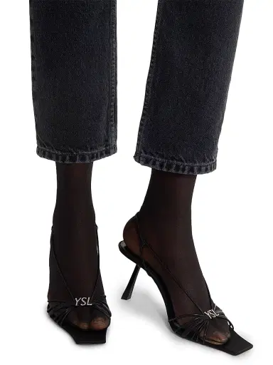 Saint Laurent Women's Jerry Sandals in Smooth Leather - Black | Thumbnail 4 Saint Laurent Women's Jerry Sandals in Smooth Leather - Black | Thumbnail 4