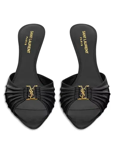 Saint Laurent Women's Babylone Mules in Smooth Leather - Black - Size 9.5 | Thumbnail 3