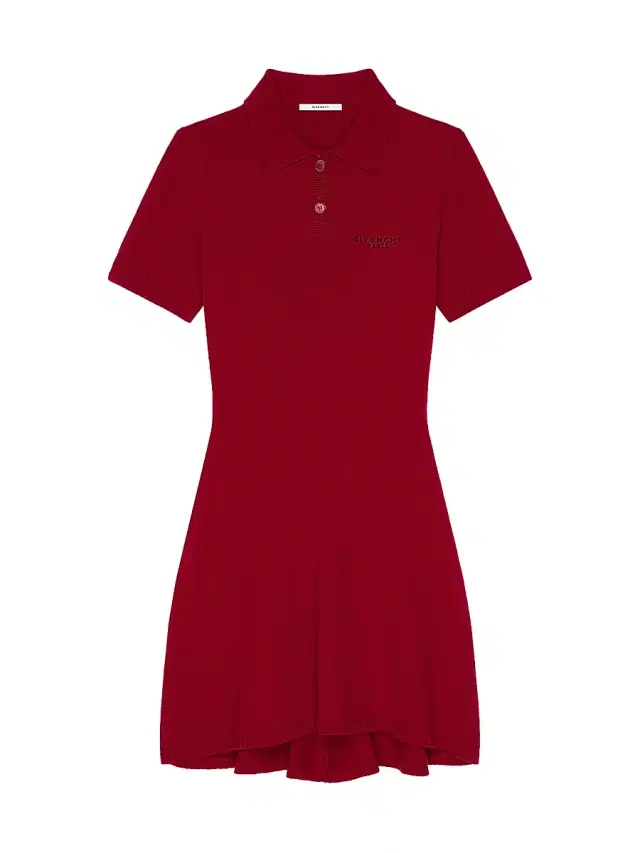 Women's Polo Dress in Wool and Cashmere - Deep Red