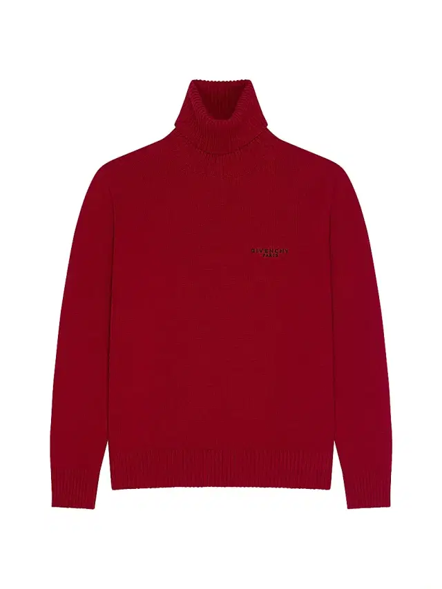 Women's Turtleneck Sweater in Wool and Cashmere - Deep Red