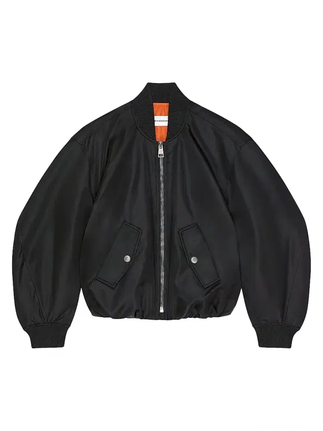 Women's Cropped Cocoon Bomber in Nylon - Black
