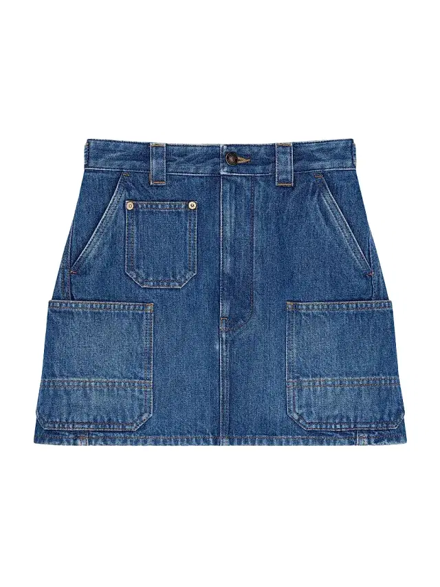 Women's Mini Cargo Skirt in Medium Denim - Medium Blue
