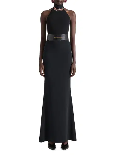 Givenchy Women's Halterneck Top in Viscose with Crystals - Black | Thumbnail 2