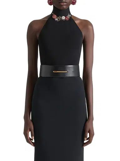 Givenchy Women's Halterneck Top in Viscose with Crystals - Black | Thumbnail 3