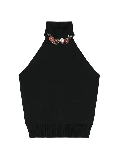 Givenchy Women's Halterneck Top in Viscose with Crystals - Black | Thumbnail 1