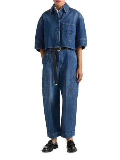 Givenchy Women's Cropped Cocoon Shirt in Medium Clue Denim - Medium Blue - Size 12 | Thumbnail 2 Givenchy Women's Cropped Cocoon Shirt in Medium Clue Denim - Medium Blue - Size 12 | Thumbnail 2