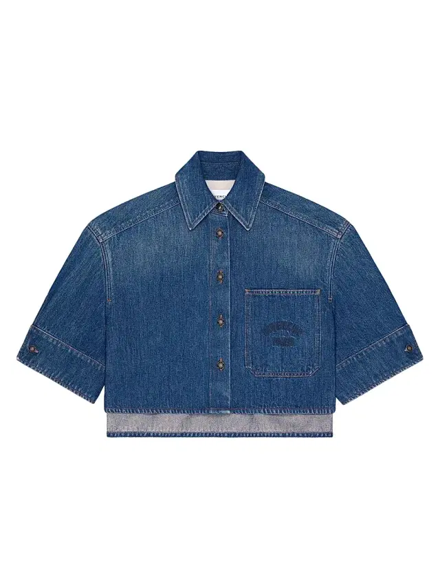Givenchy Women's Cropped Cocoon Shirt in Medium Clue Denim - Medium Blue