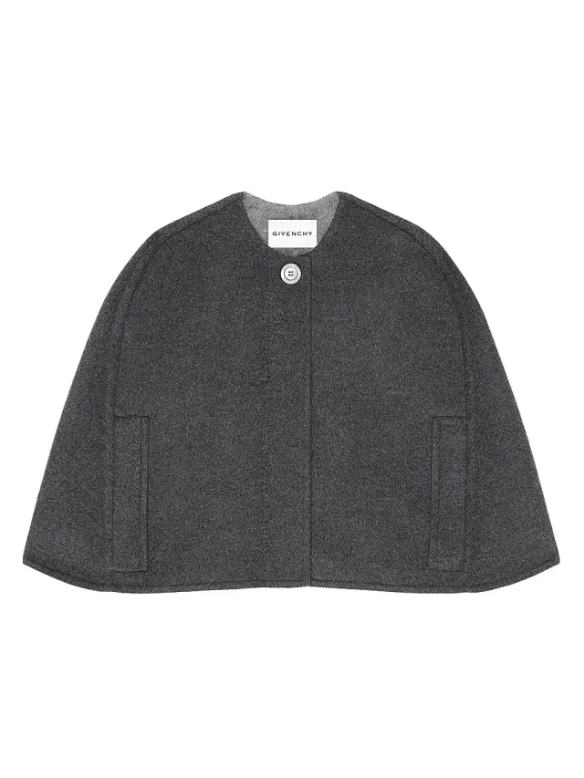 Women's Cropped Cape in Wool and Cashmere - Dark Grey