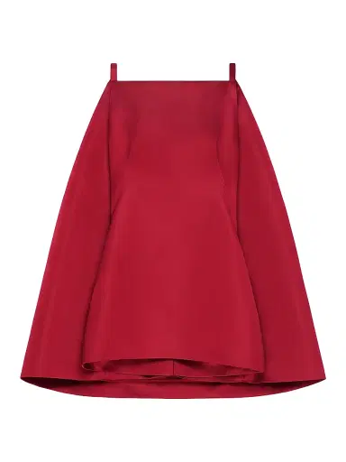 Givenchy Women's Sliced Mini Dress in Satin with Cape - Dark Red | Thumbnail 1 Givenchy Women's Sliced Mini Dress in Satin with Cape - Dark Red | Thumbnail 1