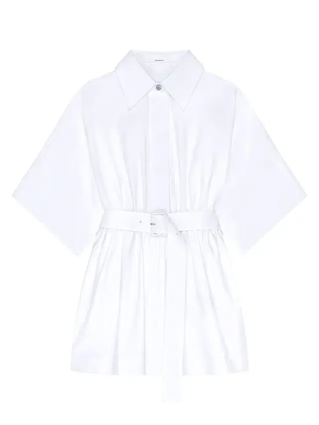 Women's Mini Shirt Dress in Poplin - White