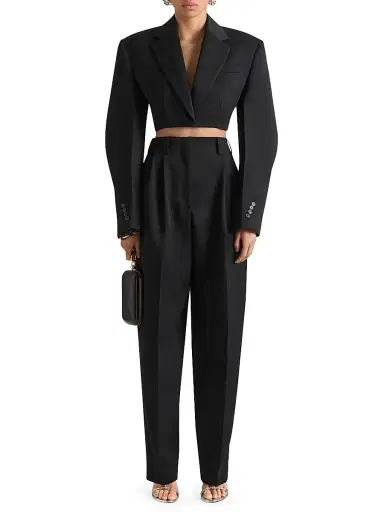 Givenchy Women's Cropped Cocoon Jacket in Wool - Black - Size 8 | Thumbnail 3