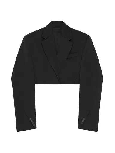 Givenchy Women's Cropped Cocoon Jacket in Wool - Black - Size 8 | Thumbnail 1