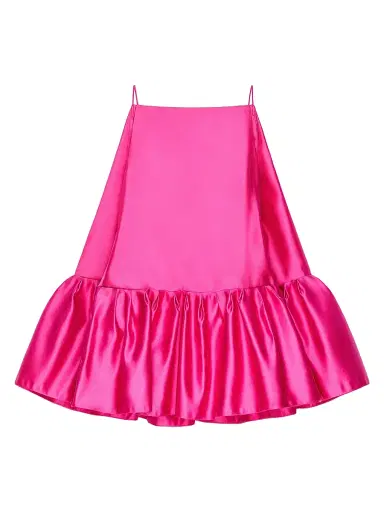 Givenchy Women's Sliced Mini Ruffled Dress in Satin - Fuchsia | Thumbnail 1 Givenchy Women's Sliced Mini Ruffled Dress in Satin - Fuchsia | Thumbnail 1