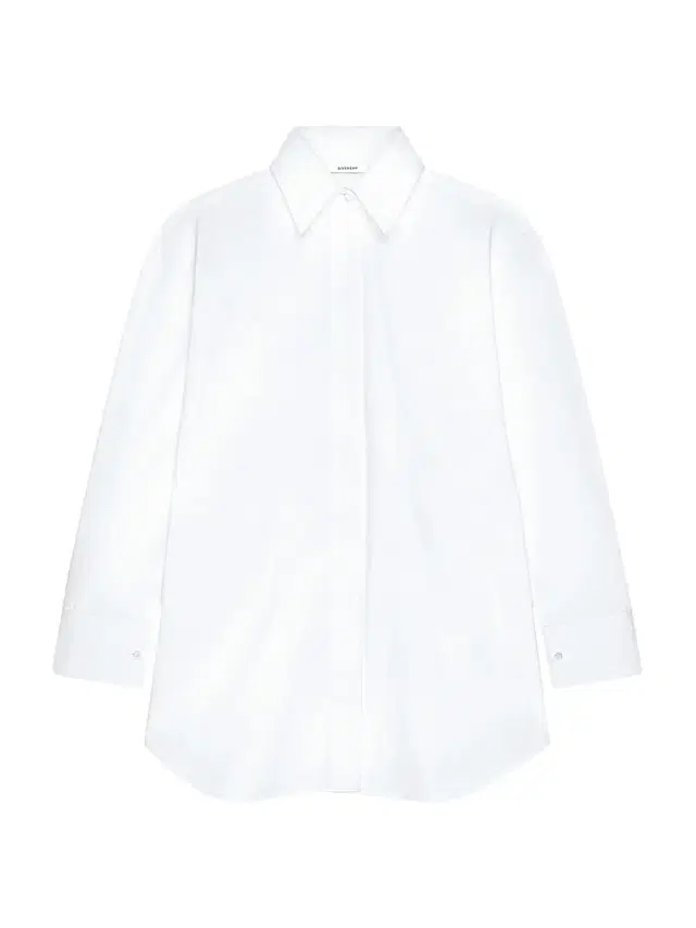 Women's Asymmetric Shirt in Poplin - White