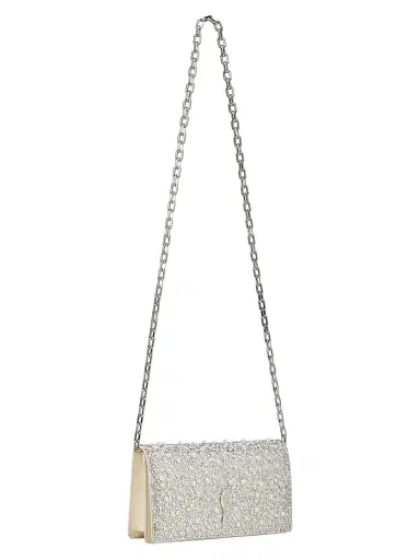 Christian Louboutin Women's Bettina Suede Strass and Pearls Clutch - Silver | Thumbnail 3 Christian Louboutin Women's Bettina Suede Strass and Pearls Clutch - Silver | Thumbnail 3