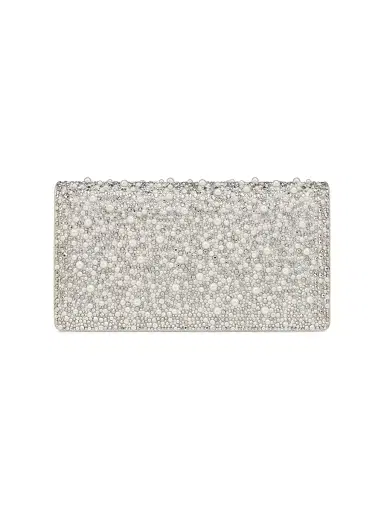 Christian Louboutin Women's Bettina Suede Strass and Pearls Clutch - Silver | Thumbnail 4 Christian Louboutin Women's Bettina Suede Strass and Pearls Clutch - Silver | Thumbnail 4