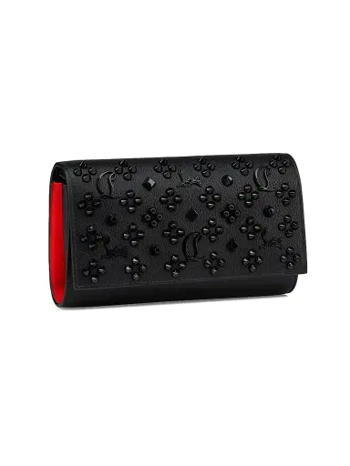 Christian Louboutin Women's Paloma Grained Calf Leather Chain Wallet - Black | Thumbnail 2
