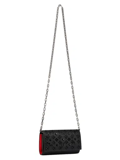Christian Louboutin Women's Paloma Grained Calf Leather Chain Wallet - Black | Thumbnail 3