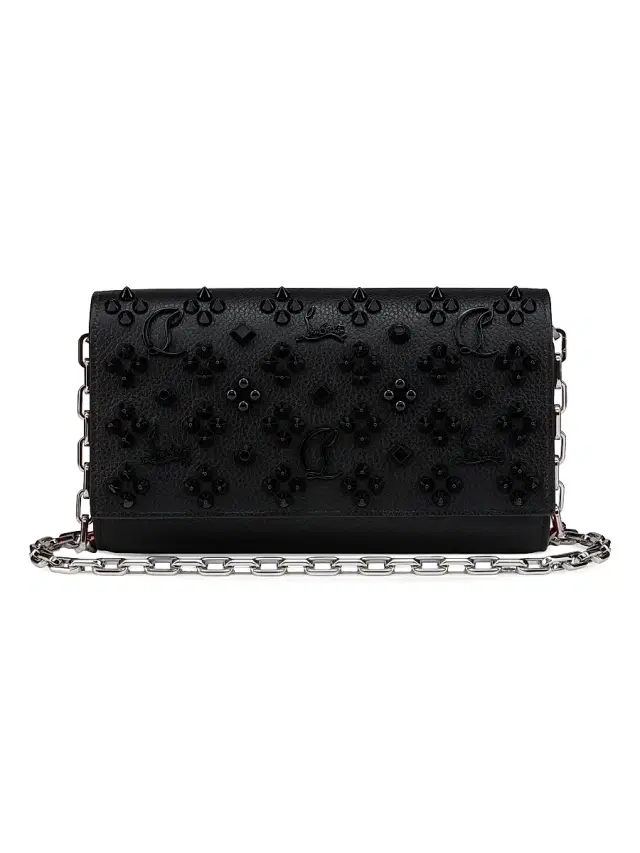 Christian Louboutin Women's Paloma Grained Calf Leather Chain Wallet - Black