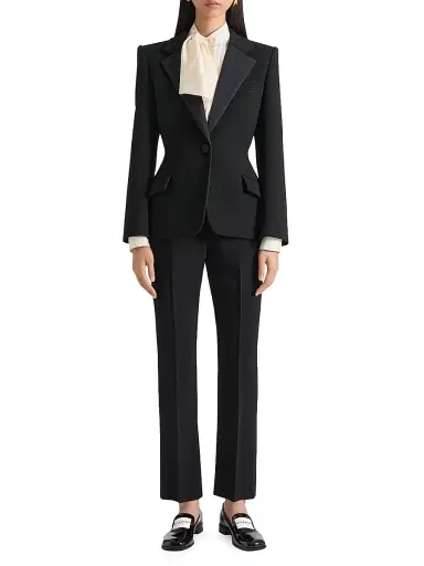 Givenchy Women's Single-Breasted Tuxedo Jacket in Wool - Black | Thumbnail 3 Givenchy Women's Single-Breasted Tuxedo Jacket in Wool - Black | Thumbnail 3