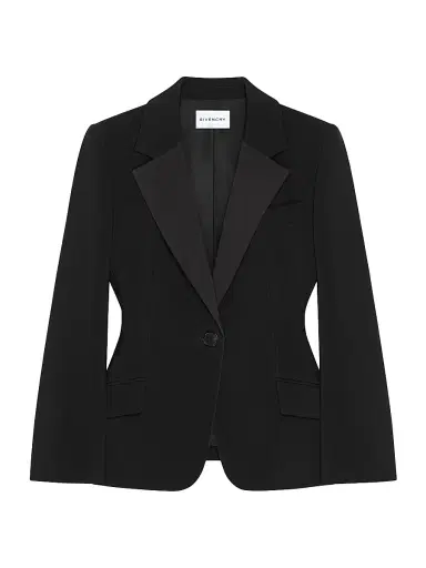 Givenchy Women's Single-Breasted Tuxedo Jacket in Wool - Black | Thumbnail 1 Givenchy Women's Single-Breasted Tuxedo Jacket in Wool - Black | Thumbnail 1
