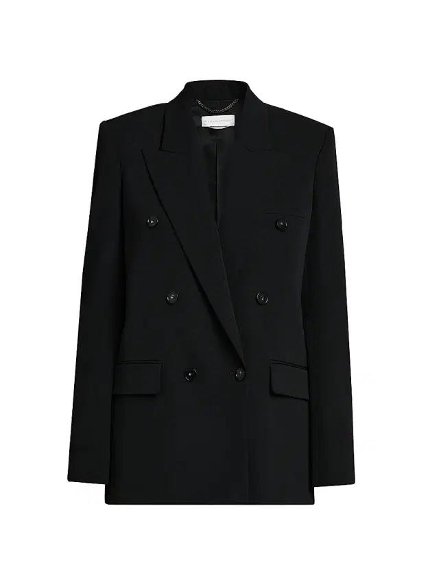 Women's Double-Breasted Boyfriend Jacket - Black