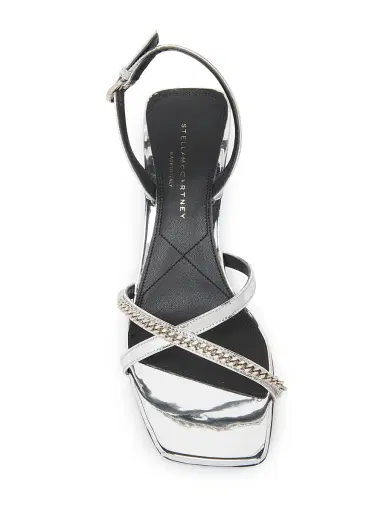 Stella McCartney Women's Elsa 65MM Chain-Strap Sandals - Silver | Thumbnail 4