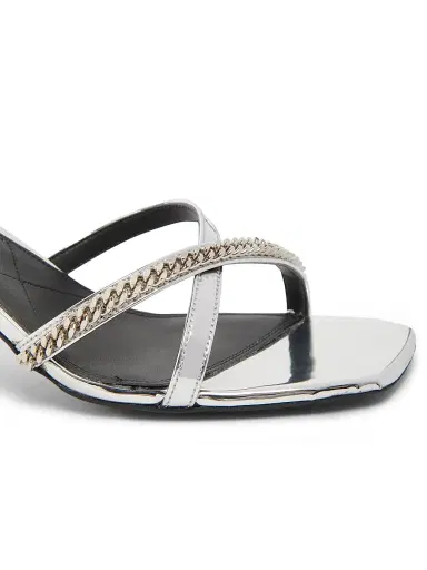 Stella McCartney Women's Elsa 65MM Chain-Strap Sandals - Silver | Thumbnail 5