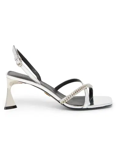Stella McCartney Women's Elsa 65MM Chain-Strap Sandals - Silver | Thumbnail 1