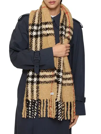 Burberry Men's Check Alpaca-Wool Bouclé Scarf | Thumbnail 2 Burberry Men's Check Alpaca-Wool Bouclé Scarf | Thumbnail 2