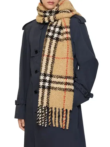 Burberry Men's Check Alpaca-Wool Bouclé Scarf | Thumbnail 4 Burberry Men's Check Alpaca-Wool Bouclé Scarf | Thumbnail 4