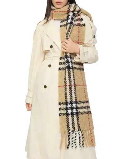 Burberry Men's Check Alpaca-Wool Bouclé Scarf | Thumbnail 6 Burberry Men's Check Alpaca-Wool Bouclé Scarf | Thumbnail 6