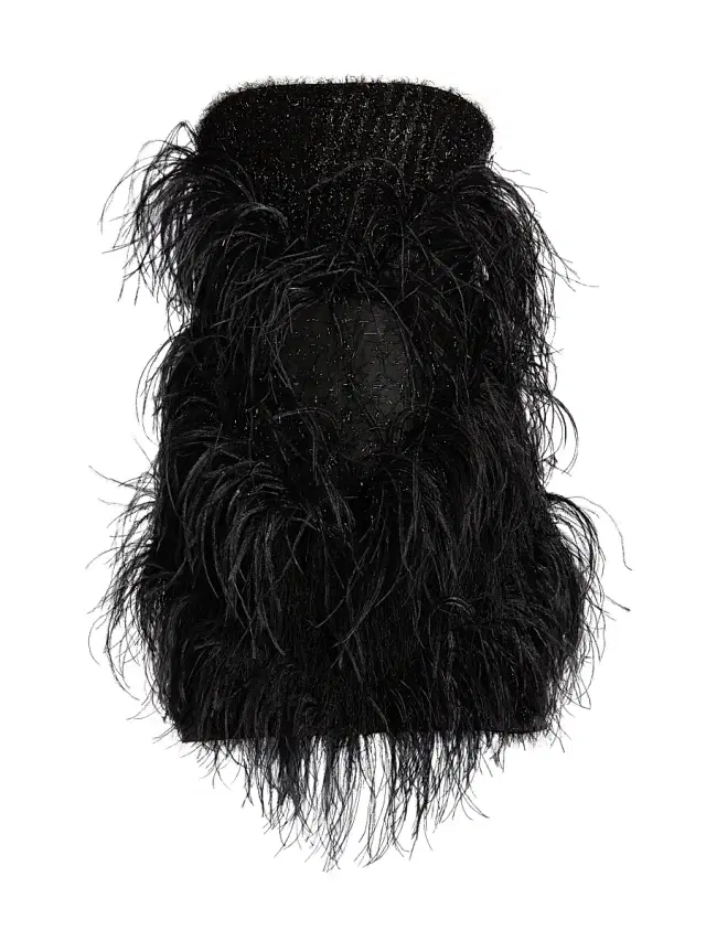 Women's Visea Feathered Strapless Minidress - Nero