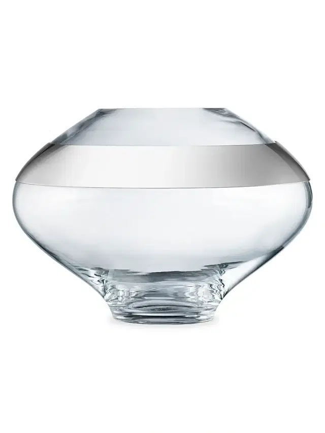 Georg Jensen Dou Round Glass & Stainless Steel Vase