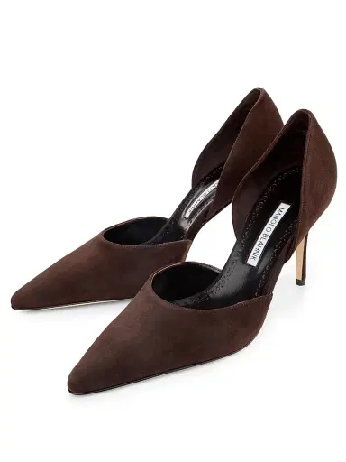 Manolo Blahnik Women's Taylernu Suede D'Orsay Pumps | Thumbnail 2 Manolo Blahnik Women's Taylernu Suede D'Orsay Pumps | Thumbnail 2