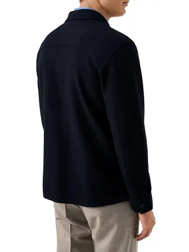Eton Men's Boiled Wool Overshirt - Navy | Thumbnail 3