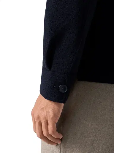 Eton Men's Boiled Wool Overshirt - Navy | Thumbnail 5