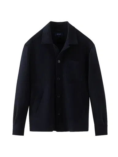 Eton Men's Boiled Wool Overshirt - Navy | Thumbnail 1