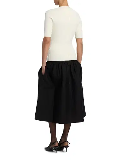 Toteme Women's Twinflower Colorblocked Crewneck Midi-Dress - Ecru | Thumbnail 5 Toteme Women's Twinflower Colorblocked Crewneck Midi-Dress - Ecru | Thumbnail 5