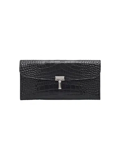 TOTEME Women's Croc-Embossed Leather Wallet - Black | Thumbnail 1 TOTEME Women's Croc-Embossed Leather Wallet - Black | Thumbnail 1