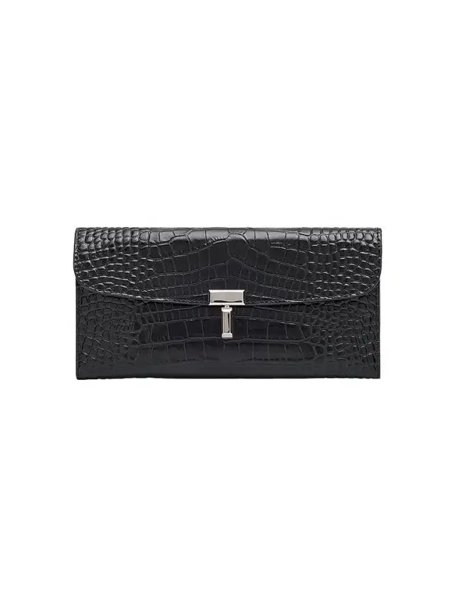 Toteme Women's Croc-Embossed Leather Wallet - Black