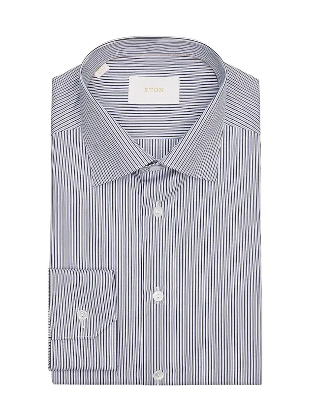 Eton Men's Striped Cotton Slim-Fit Shirt - Dark Blue