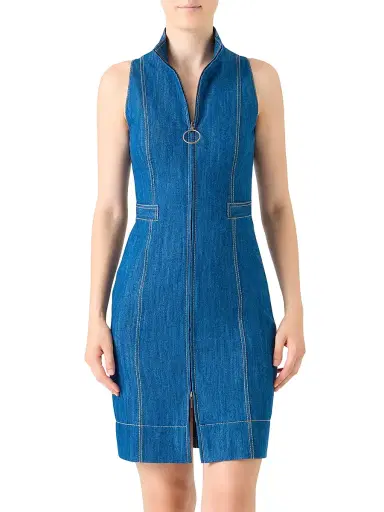 Akris punto Women's Cotton Denim Minidress - Medium Blue Denim - Size 12 | Thumbnail 2