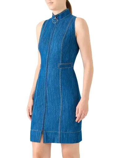 Akris punto Women's Cotton Denim Minidress - Medium Blue Denim - Size 12 | Thumbnail 3