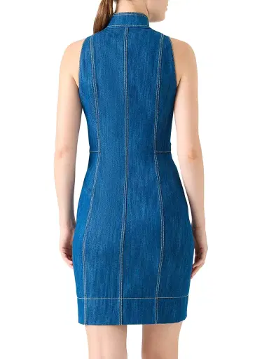 Akris punto Women's Cotton Denim Minidress - Medium Blue Denim - Size 12 | Thumbnail 4