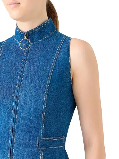 Akris punto Women's Cotton Denim Minidress - Medium Blue Denim - Size 12 | Thumbnail 5