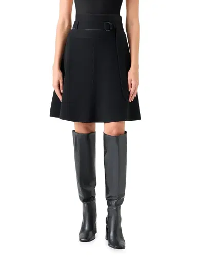 Akris punto Women's Belted Stretch Wool A-Line Skirt | Thumbnail 2